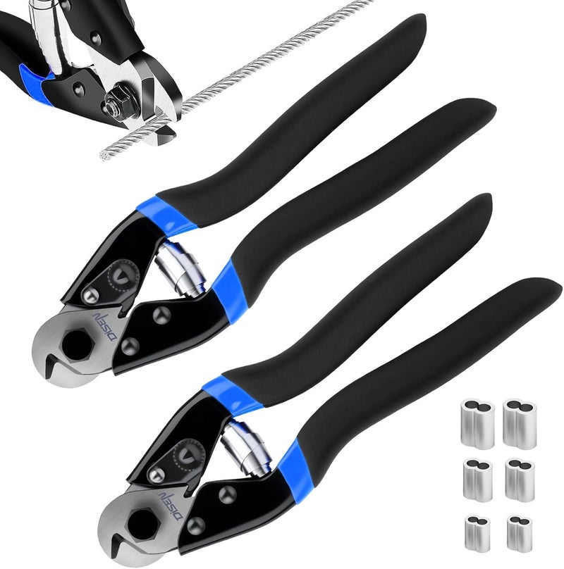 DISEN Wire Cutters Heavy Duty 2PCS, Cutting Up to 3/16", Cable Cutters for Fence Thick Wire, Safety Lock, Spring Loaded, Non-slip Matte Handle, Chrome Vanadium Steel Jaw - Blue Black - Image 1